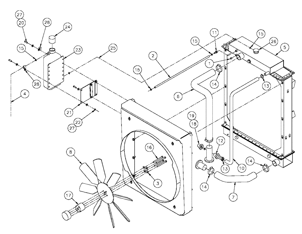 Схема запчастей Case IH FLX3300B - (02-054) - RADIATOR COMPONENTS (FLX3300B CASE ENGINE) (01) - ENGINE
