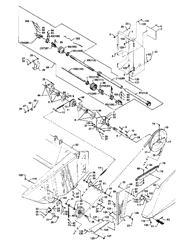 Схема запчастей Case IH 1030 - (1-05) - QUARDING AND TRANSMISSION No Description