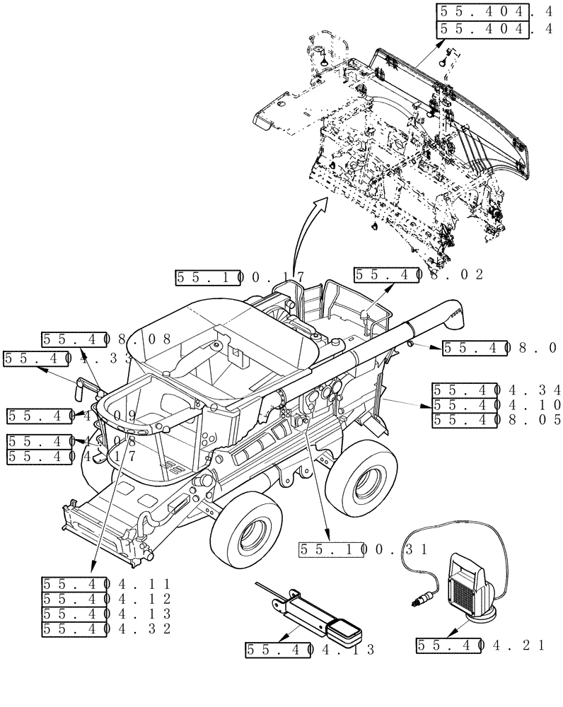 Схема запчастей Case IH 8010 - (00.000.55[04]) - PICTORIAL INDEX - ELECTRICAL, LIGHTING (00) - GENERAL & PICTORIAL INDEX