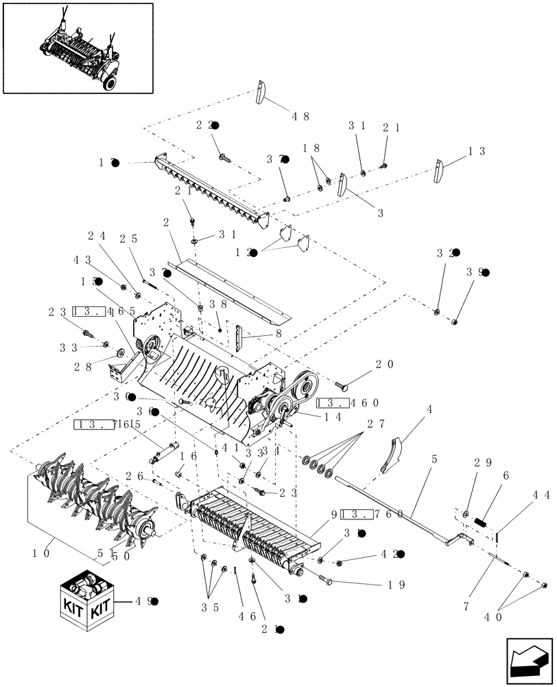 Схема запчастей Case IH RBX452 - (13.705[2]) - ROTOR CUTTER, P.I.N. HBJ039377 & AFTER (13) - FEEDER