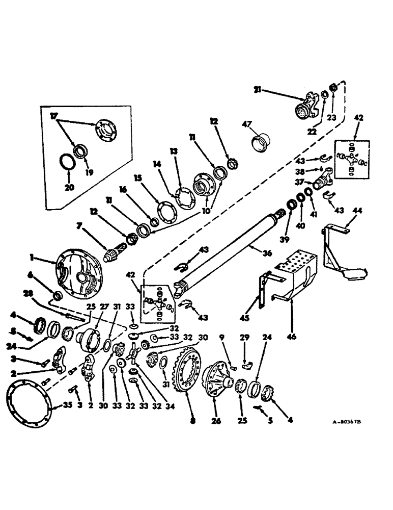 Схема запчастей Case IH 1066 - (07-74) - DRIVE TRAIN, FRONT AXLE DIFFERENTIAL & DRIVE SHAFT, 966, 1066, 1466 & HYDRO 100 TRACTORS WITH AWD (04) - Drive Train