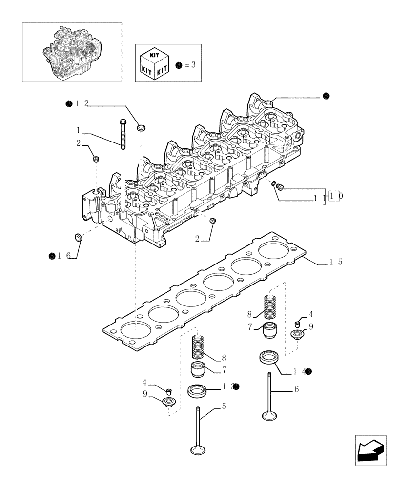 Схема запчастей Case IH F4GE9684C J600 - (0.06.0[01]) - CYLINDER HEAD (4895773) 