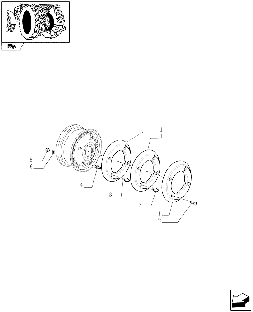 Схема запчастей Case IH FARMALL 75C - (1.48.2/01) - 6 REAR BALLAST (32KG) (VAR.330471) (05) - REAR AXLE