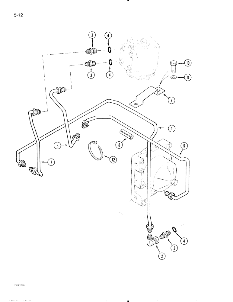 Схема запчастей Case IH 695 - (5-12) - POWER STEERING TUBES, REAR, TWO WHEEL DRIVE TRACTOR W/O CAB, W/O TWO SPEED POWER SHIFT (05) - STEERING