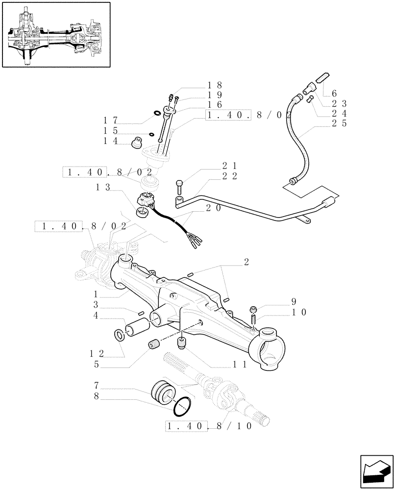 Схема запчастей Case IH MXM140 - (1.40.8/01) - (VAR.518) CLASS 4 4WD FRONT AXLE WITH "TERRALOCK" - BOX (04) - FRONT AXLE & STEERING
