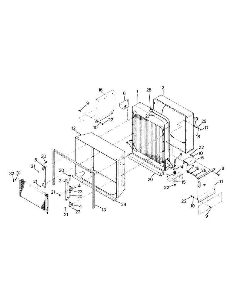 Схема запчастей Case IH SM-325 - (04-21A) - RADIATOR AND MOUNTING, SOLDERED TANK, CM 225 AND KM 225, ASN 3668 (04) - Drive Train