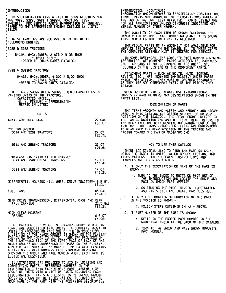 Схема запчастей Case IH 3688 - (01-02) - INTRODUCTION - FLUID CAPACITIES (00) - GENERAL