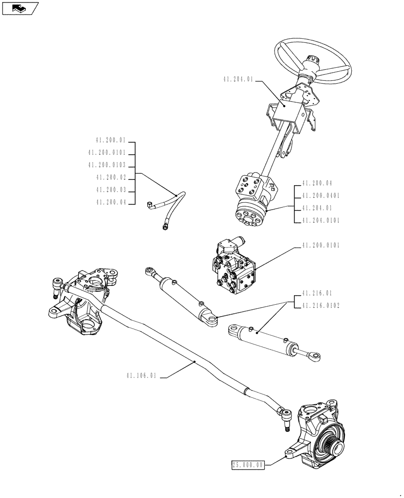 Схема запчастей Case IH PUMA 230 - (41.000.00) - PICTORIAL INDEX - STEERING (41) - STEERING