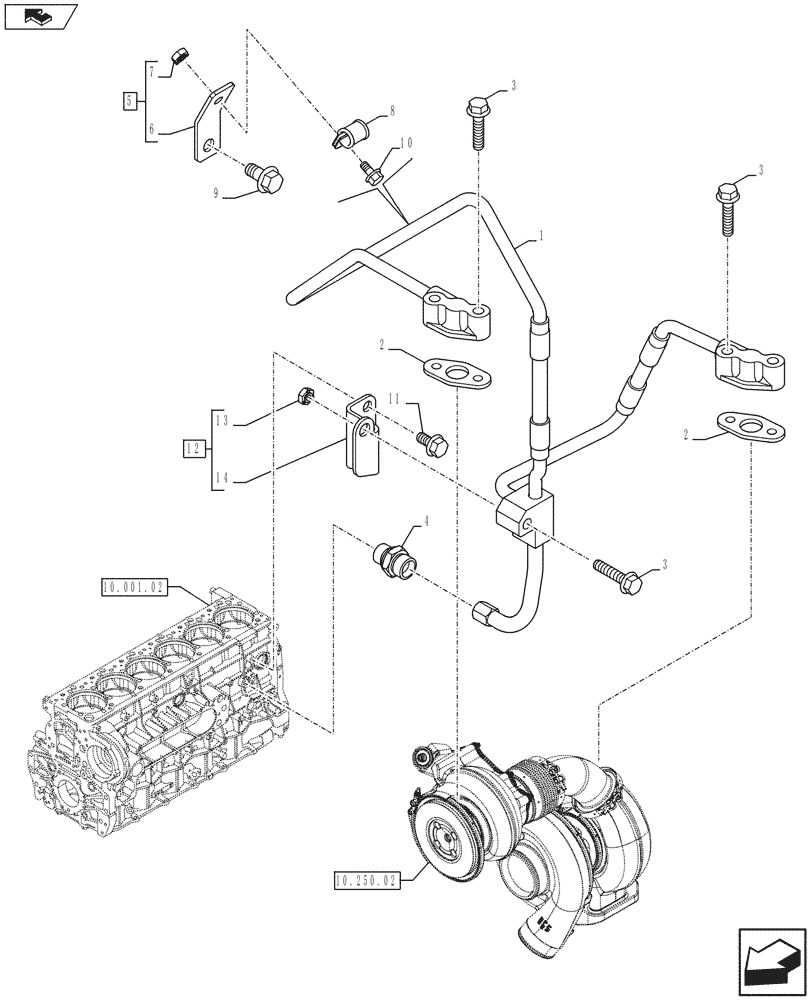 Схема запчастей Case IH F3DFE613B A002 - (10.250.03[01]) - TURBOBLOWER PIPES (504386805) (10) - ENGINE