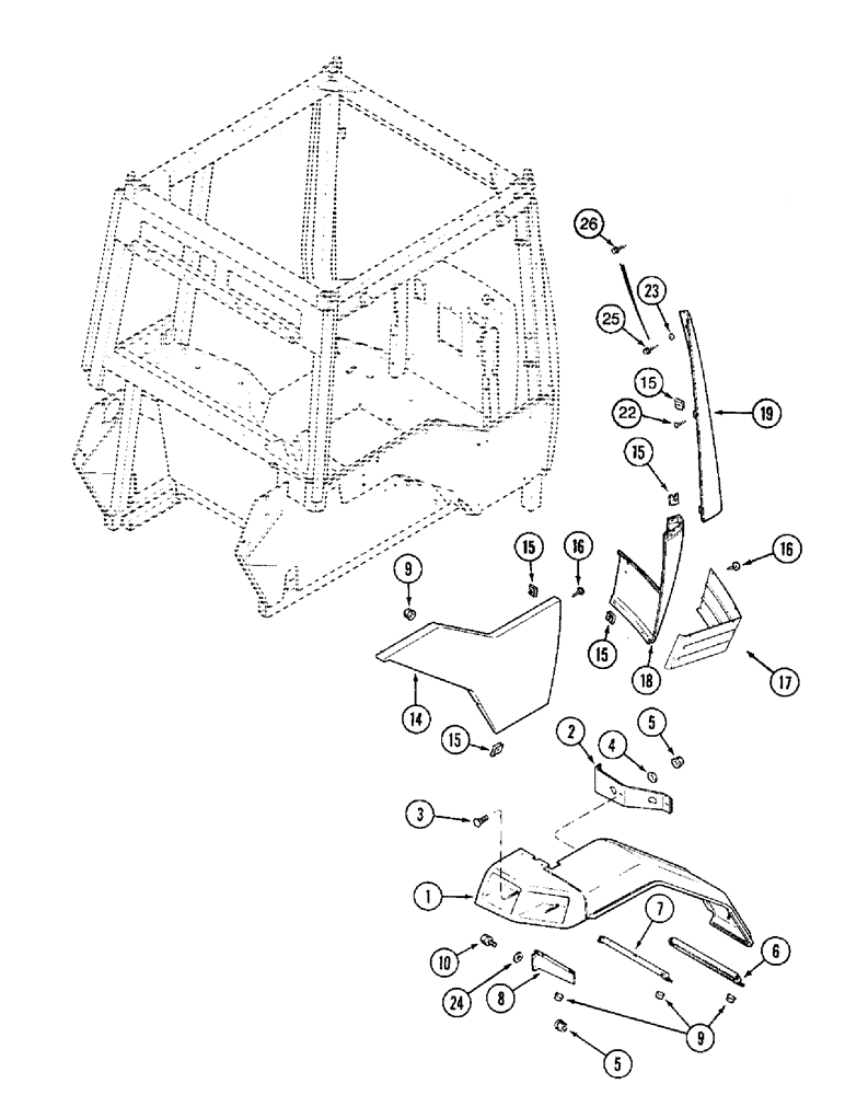 Схема запчастей Case IH 8910 - (9-074) - RIGHT REAR FENDER AND PANELS (09) - CHASSIS/ATTACHMENTS
