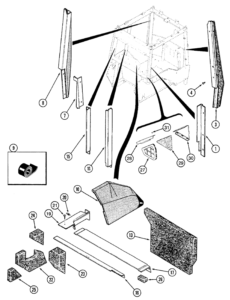 Схема запчастей Case IH 7250 - (9-126) - CAB, PANELS AND ACOUSTICAL COVERS (09) - CHASSIS/ATTACHMENTS
