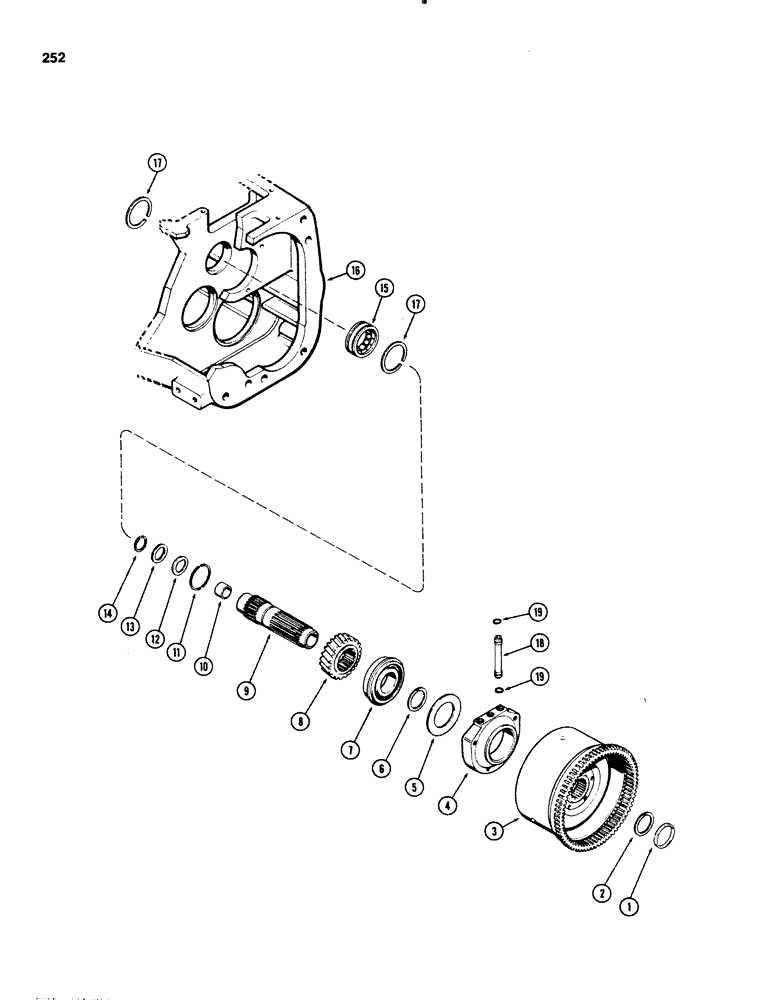 Схема запчастей Case IH 1070 - (0252) - CLUTCH, PLANETARY OUTPUT, POWER SHIFT, USED PRIOR TO TRACTOR SERIAL NUMBER 8725656 (06) - POWER TRAIN