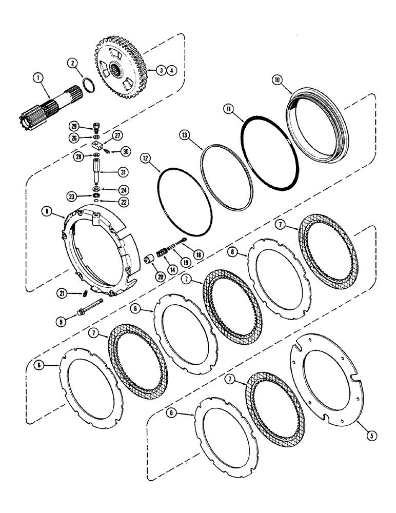 Схема запчастей Case IH 2590 - (6-198) - DIFFERENTIAL, SHAFT AND BRAKE MECHANISM (06) - POWER TRAIN