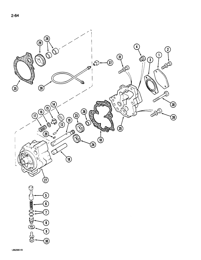 Схема запчастей Case IH 9180 - (2-64) - OIL PUMP 855 ENGINE (02) - ENGINE