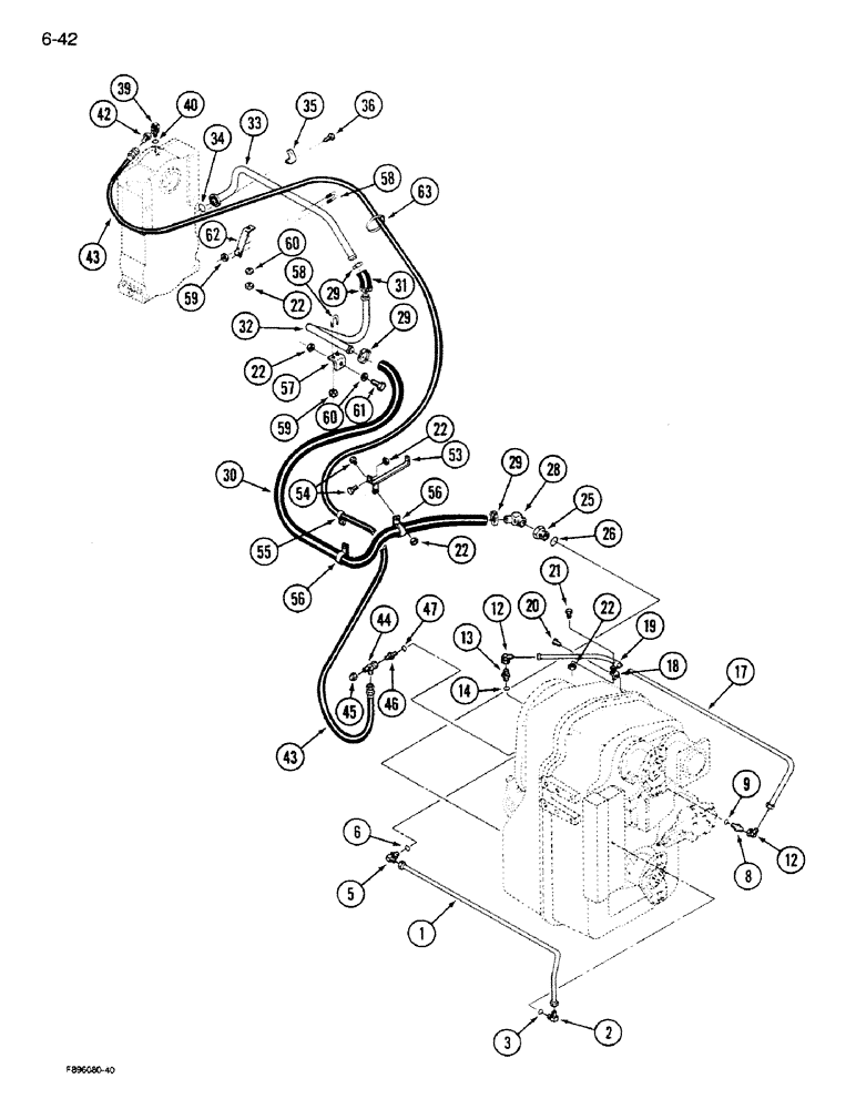 Схема запчастей Case IH 9270 - (6-42) - TRANSMISSION LUBRICATION, TRANSMISSION TO PTO TRANSFER CASE, IF EQUIPPED (06) - POWER TRAIN