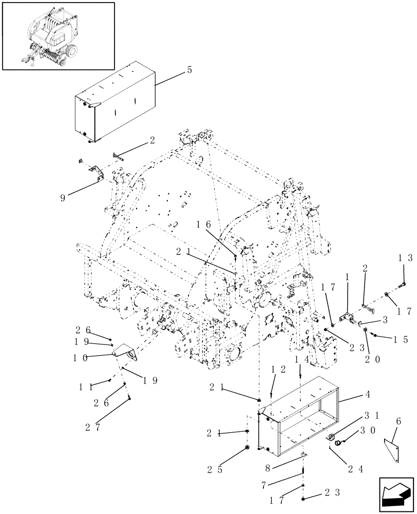 Схема запчастей Case IH RBX553 - (08.54) - SHIELDS, TWINE BOX, SIDE MOUNT (08) - SHEET METAL/DECALS