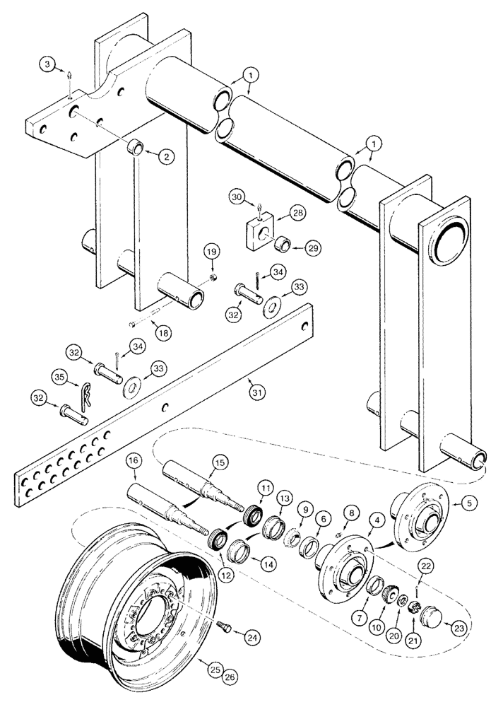 Схема запчастей Case IH 770 - (09-04) - TRANSPORT LIFT AXLE, USED WITH NON-FOLDING FRAME, DISK HARROW CODED D THROUGH G (09) - CHASSIS/ATTACHMENTS