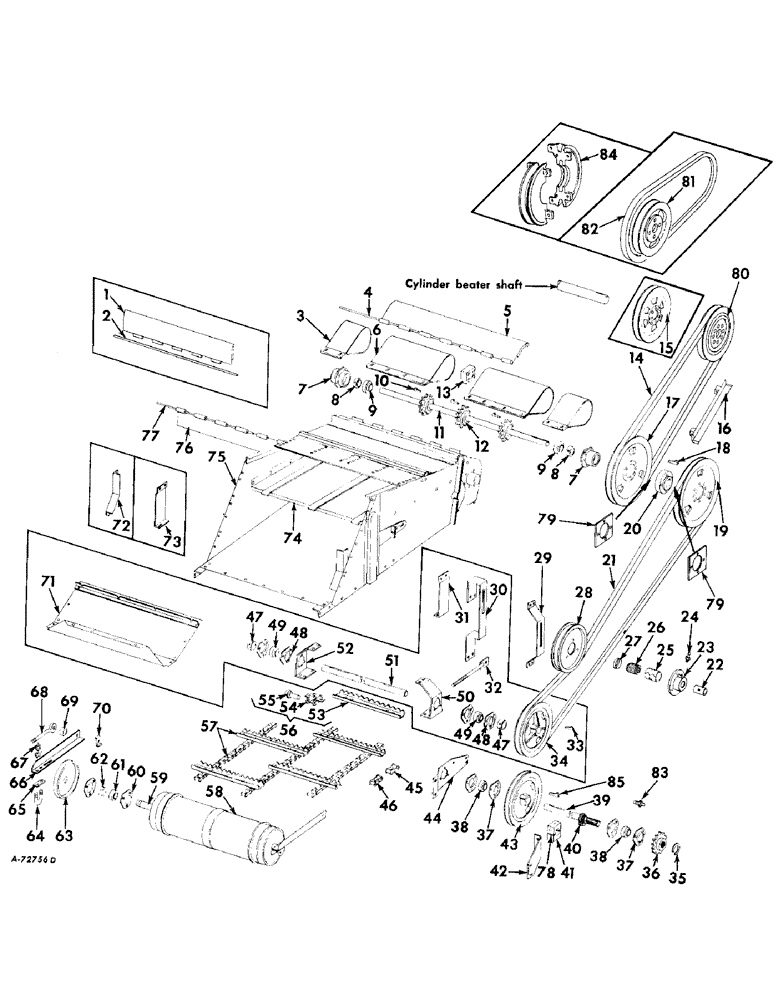 Схема запчастей Case IH 503 - (044) - FEEDER AND FEED CONVEYOR CHAIN AND GRAIN DEFLECTOR ATTACHMENT (60) - PRODUCT FEEDING