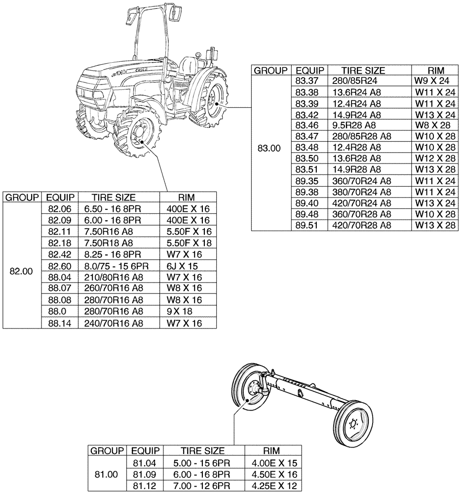 Схема запчастей Case IH JX1075N - (80.00) - SEC. 11 - TRACTION (11) - WHEELS/TRACKS