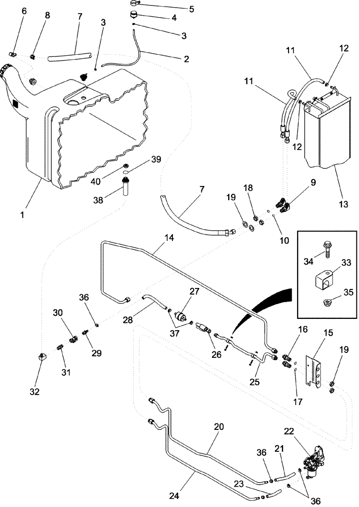 Схема запчастей Case IH 620 - (03-07) - FUEL LINES (02) - FUEL SYSTEM