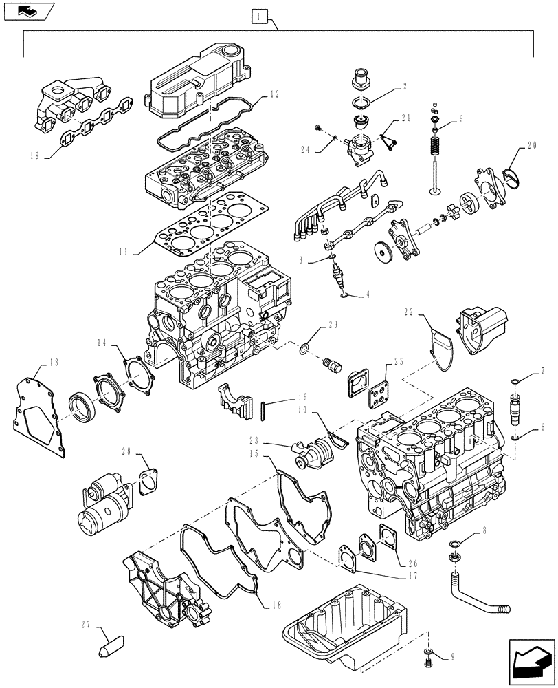 Схема запчастей Case IH FARMALL 30B - (10.001.07) - OVERHAUL GASKET KIT (10) - ENGINE