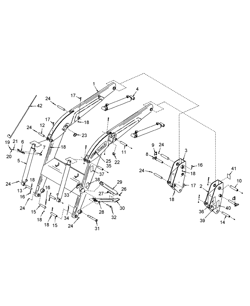 Схема запчастей Case IH LX146 - (001) - MAINFRAME (82) - FRONT LOADER & BUCKET