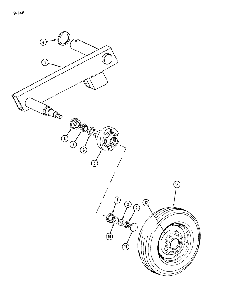 Схема запчастей Case IH 7200 - (9-146) - TRANSPORT WHEEL AXLE - ENDWISE TRANSPORT (09) - CHASSIS/ATTACHMENTS
