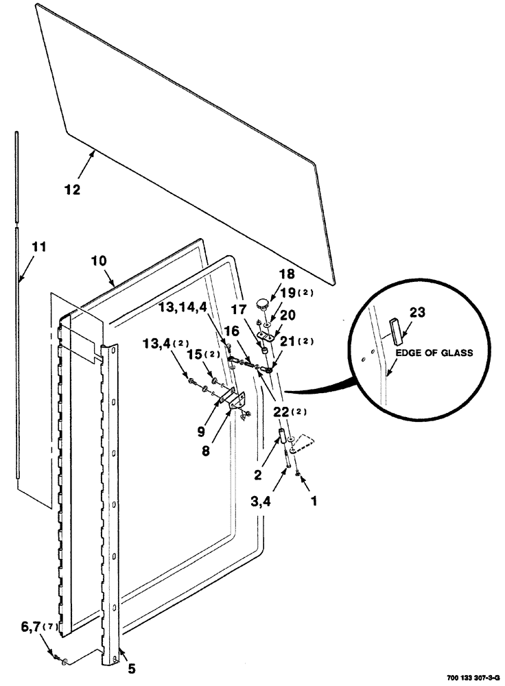 Схема запчастей Case IH 8870 - (07-16) - GLASS ASSEMBLY (RIGHT AND REAR) (90) - PLATFORM, CAB, BODYWORK AND DECALS