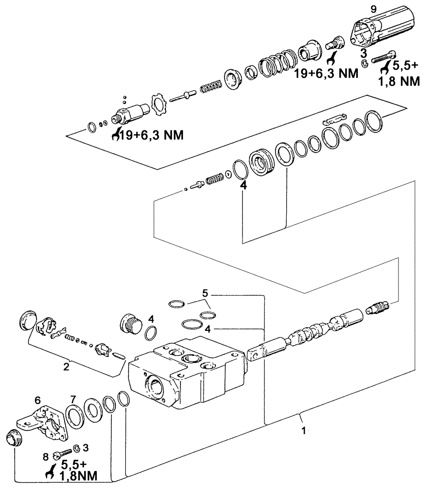 Схема запчастей Case IH C55 - (08-20[01]) - CONTROL VALVE SINGLE ACTING CONTROL VALVE - MECHANICAL (08) - HYDRAULICS