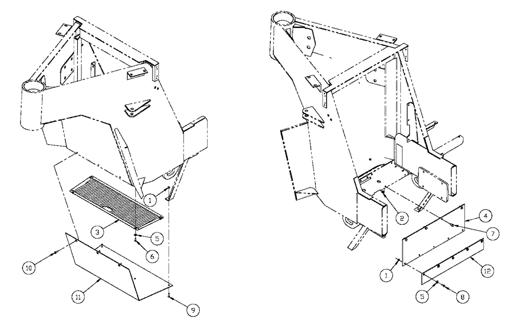 Схема запчастей Case IH FLX3300B - (04-010) - LOWER BAFFLE COMPONENTS Frame & Suspension