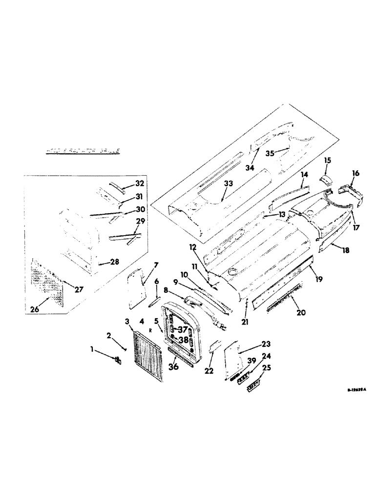 Схема запчастей Case IH 2606 - (166) - SHEET METAL, GRILLES, AND FENDERS, HOOD AND RADIATOR GRILLE Sheet Metal, Grilles & Fenders