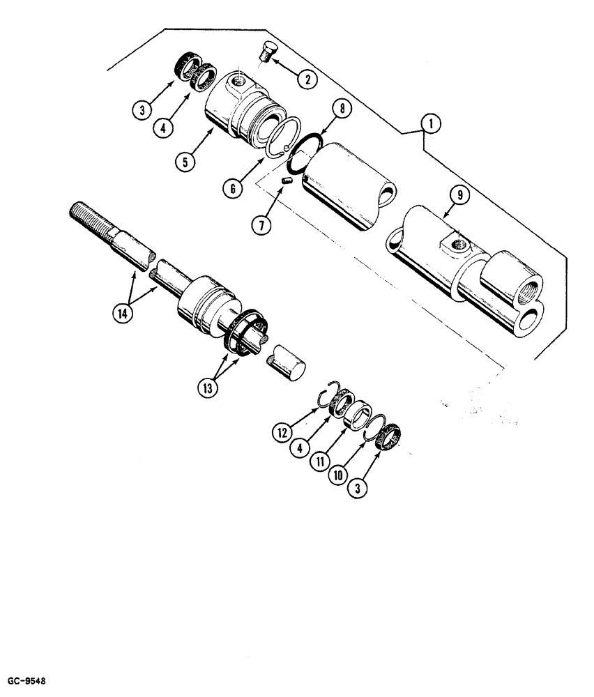 Схема запчастей Case IH 248 - (5-316) - STEERING CYLINDER (4 WHEEL DRIVE TRACTOR), FOR 4 WHEEL DRIVE, 485, 585 (05) - STEERING