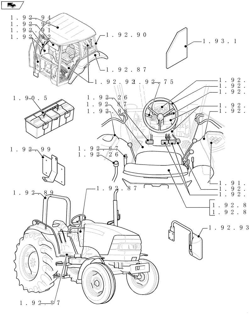 Схема запчастей Case IH FARMALL 90 - (SEC. 10) - DRIVERS COMPARTMENT (00) - GENERAL