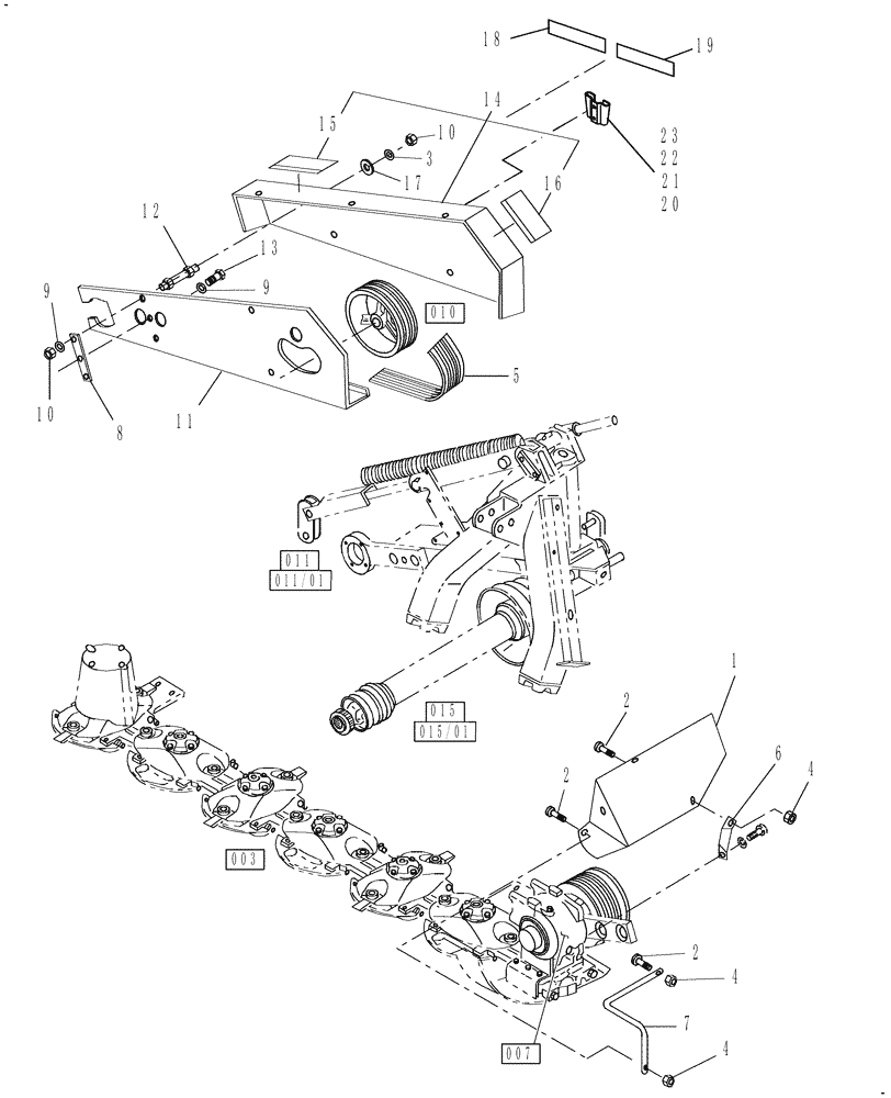 Схема запчастей Case IH MD92 - (002) - SHIELDS (90) - PLATFORM, CAB, BODYWORK AND DECALS
