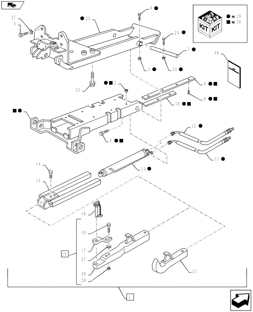 Схема запчастей Case IH PUMA 160 - (88.037.07[01]) - DIA KIT, AUTOMATIC PICK UP HITCH WITH HYDR. PUSH BACK - PUMA 160 (88) - ACCESSORIES
