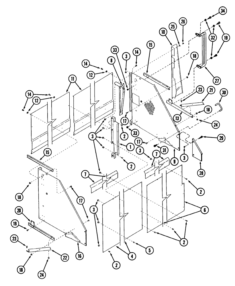 Схема запчастей Case IH 2155 - (9D-27A) - BASKET DOOR, COVERS AND SHIELDS, 4 ROW WIDE AND 5 ROW NARROW, P.I.N. JJC0156230 AND AFTER (16) - BASKET