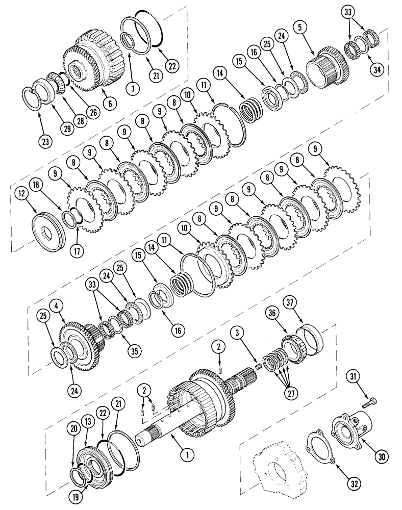 Схема запчастей Case IH 5230 - (6-010) - TRANSMISSION, SPEED GEARS, INPUT SHAFT, POWER SHIFT (06) - POWER TRAIN