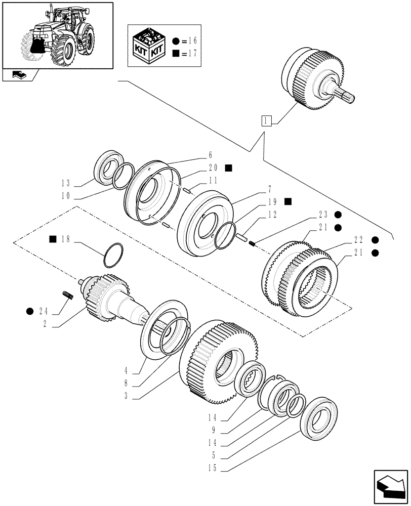Схема запчастей Case IH PUMA 165 - (1.81.9/01G) - FRONT PTO - CLUTCH - BREAKDOWN (07) - HYDRAULIC SYSTEM