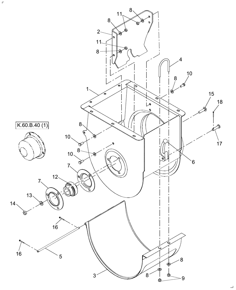 Схема запчастей Case IH AFX8010 - (K.60.B.52[3]) - BOTTOM BOOT, CLEAN GRAIN ELEVATOR - PRIOR TO P.I.N. HAJ106401 K - Crop Processing