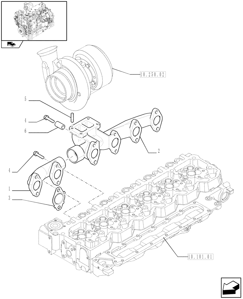Схема запчастей Case IH PUMA 230 - (10.254.05) - EXHAUST MANIFOLD (10) - ENGINE