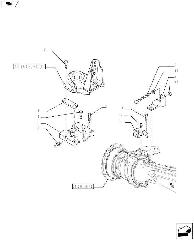 Схема запчастей Case IH FARMALL 65C - (90.114.0402[02]) - DYNAMIC FRONT FENDERS (310MM) - SUPPORTS (VAR.338486 / 743533) (90) - PLATFORM, CAB, BODYWORK AND DECALS
