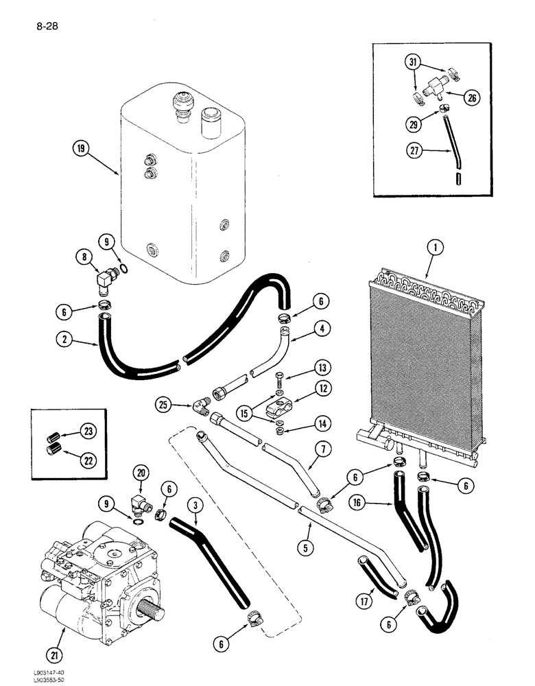 Схема запчастей Case IH 1680 - (8-028) - OIL COOLER SYSTEM, CORN & GRAIN COMBINE, P.I.N. JJC0046101 THROUGH JJC0047918 (07) - HYDRAULICS