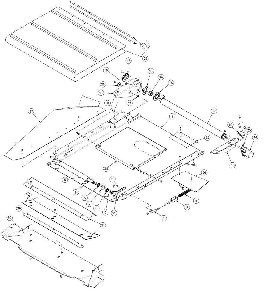 Схема запчастей Case IH 2052 - (09-49) - COMBINE ADAPTER FEED DRAPER (03) - CHASSIS/MOUNTED EQUIPMENT