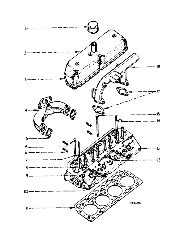 Схема запчастей Case IH 444 - (1-05) - CYLINDER HEAD AND EXHAUST MANIFOLD (02) - ENGINE