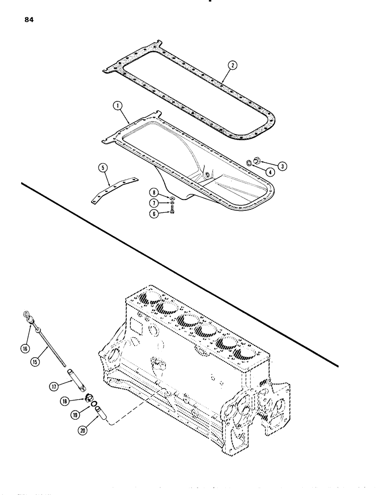 Схема запчастей Case IH 504BDT - (084) - OIL PAN & DIPSTICK, ENGINE LESS FUEL DEVICE, 504BDT TURBOCHARGED ENGINES W/OIL COOLED PISTIONS, C (02) - ENGINE