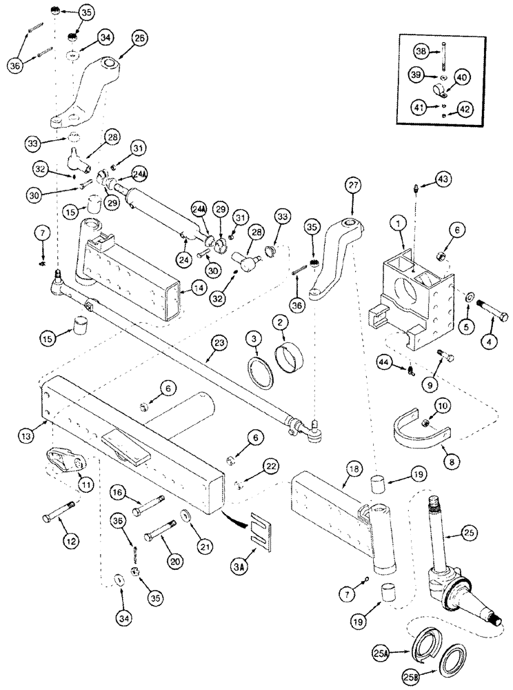Схема запчастей Case IH 2344 - (05-07) - AXLE, ADJUSTABLE STEERING - 92 TO 120 INCH AXLE - WITHOUT POWER GUIDE AXLE- BSN JJC0174359 (04) - STEERING