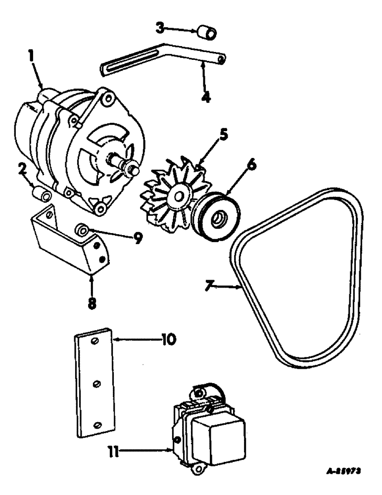 Схема запчастей Case IH 403 - (378) - ALTERNATOR GENERATOR, VOLTAGE REGULATOR AND CONNECTIONS, FOR C-263 ENGINE (55) - ELECTRICAL SYSTEMS