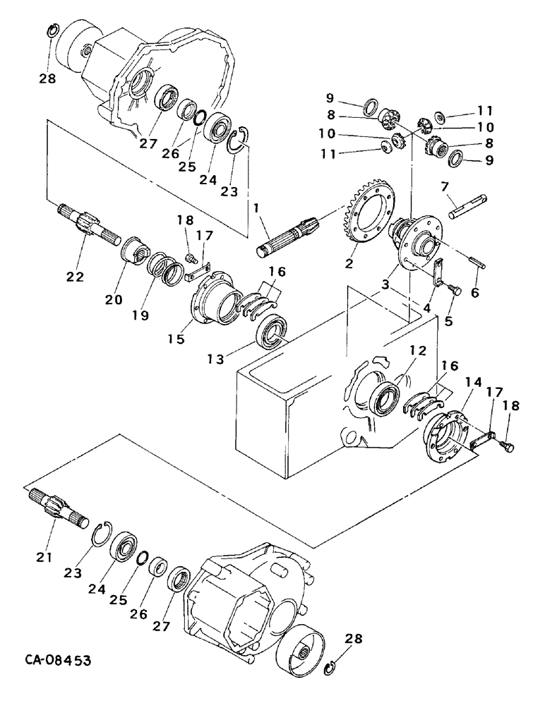 Схема запчастей Case IH 234 - (07-58) - DRIVE TRAIN, HYDROSTATIC TRANSMISSION, 234, DIFFERENTIAL (04) - Drive Train