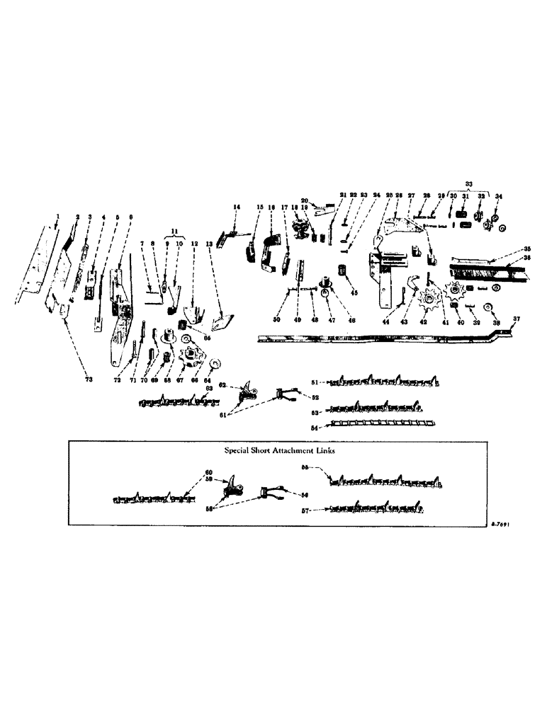 Схема запчастей Case IH 2-PR - (024) - SINGLE GATHERER, DOUBLE GATHERER, AND SPECIAL SHORT ATTACHMENT LINK GATHER CHAINS (60) - PRODUCT FEEDING