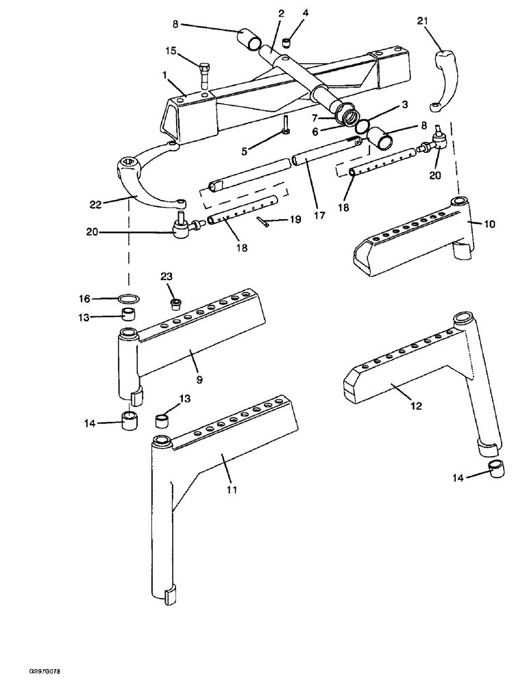 Схема запчастей Case IH 1212 - (5-28) - FRONT AXLE BEAM, MANUAL STEERING OR SIDE-MOUNTED STEERING CYLINDER (05) - STEERING